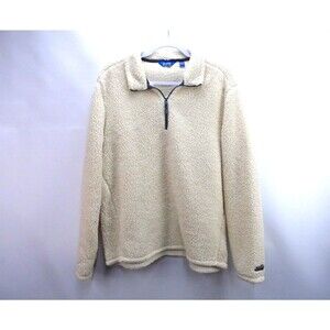 Chubbies Mens 1/4 Zip Pullover Soft Fleece Size M Ivory Long Sleeve